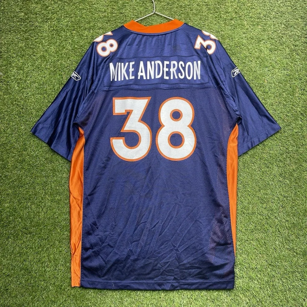 Vintage Denver Broncos Jersey Mens XL Mike Anderson #38 NFL Football Blue Sports